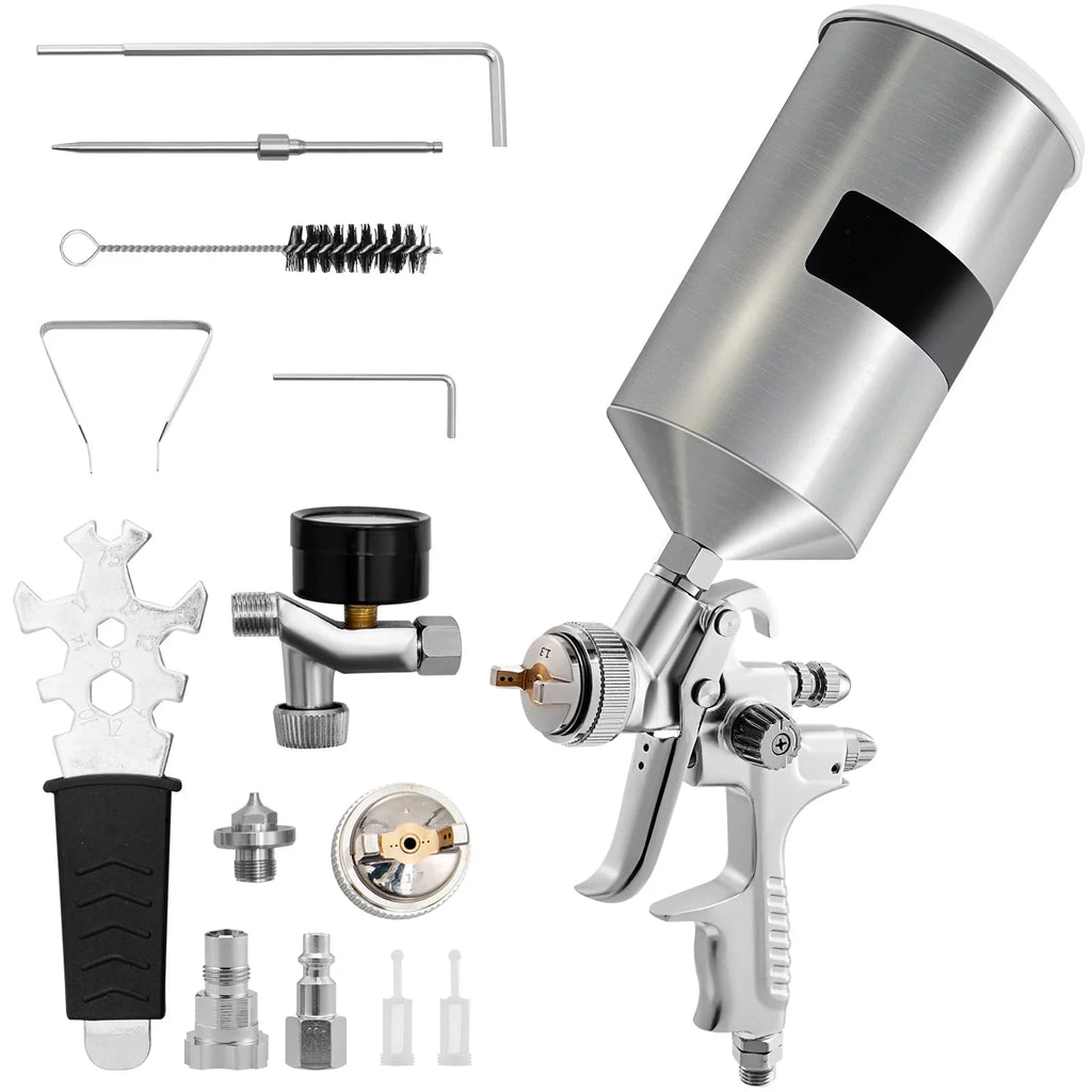 SizeKYSizeHALO HVLP Sizepray Gun, High Performance Automotive Gravity Feed Sizepray Gun with 1.3/1.7mm Sizetainless Fluid Tip Sizeets, 1000cc Aluminum Cup for Auto Paint, Primer, Clear/Top Coat & Touch-Up