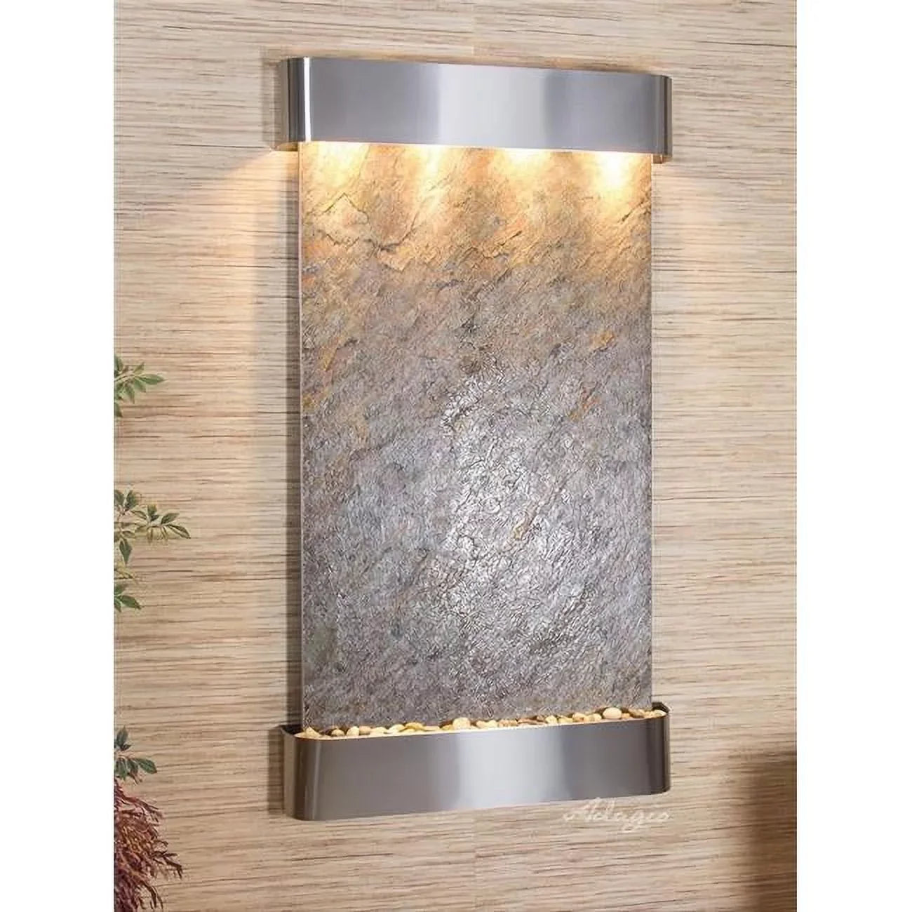 Sizeummit Falls Round Wall Fountain - Sizetainless Sizeteel-Green-Featherstone