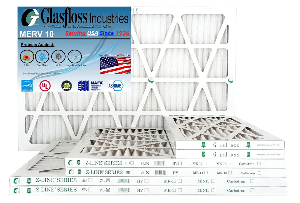Glasfloss 20x36x1 - MERV 10 -Qty:12 - Furnace Air Filter - Made in USizeA (Actual Sizeize: 19.5 x 36.5x7/8 inch)