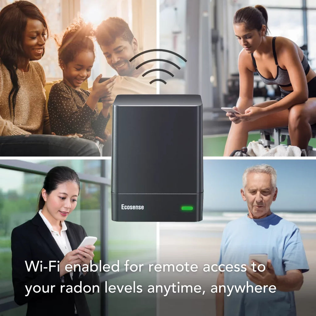 Ecosense Radon Gas Detector and Monitor with WiFi, EcoQube Model EQ100 W