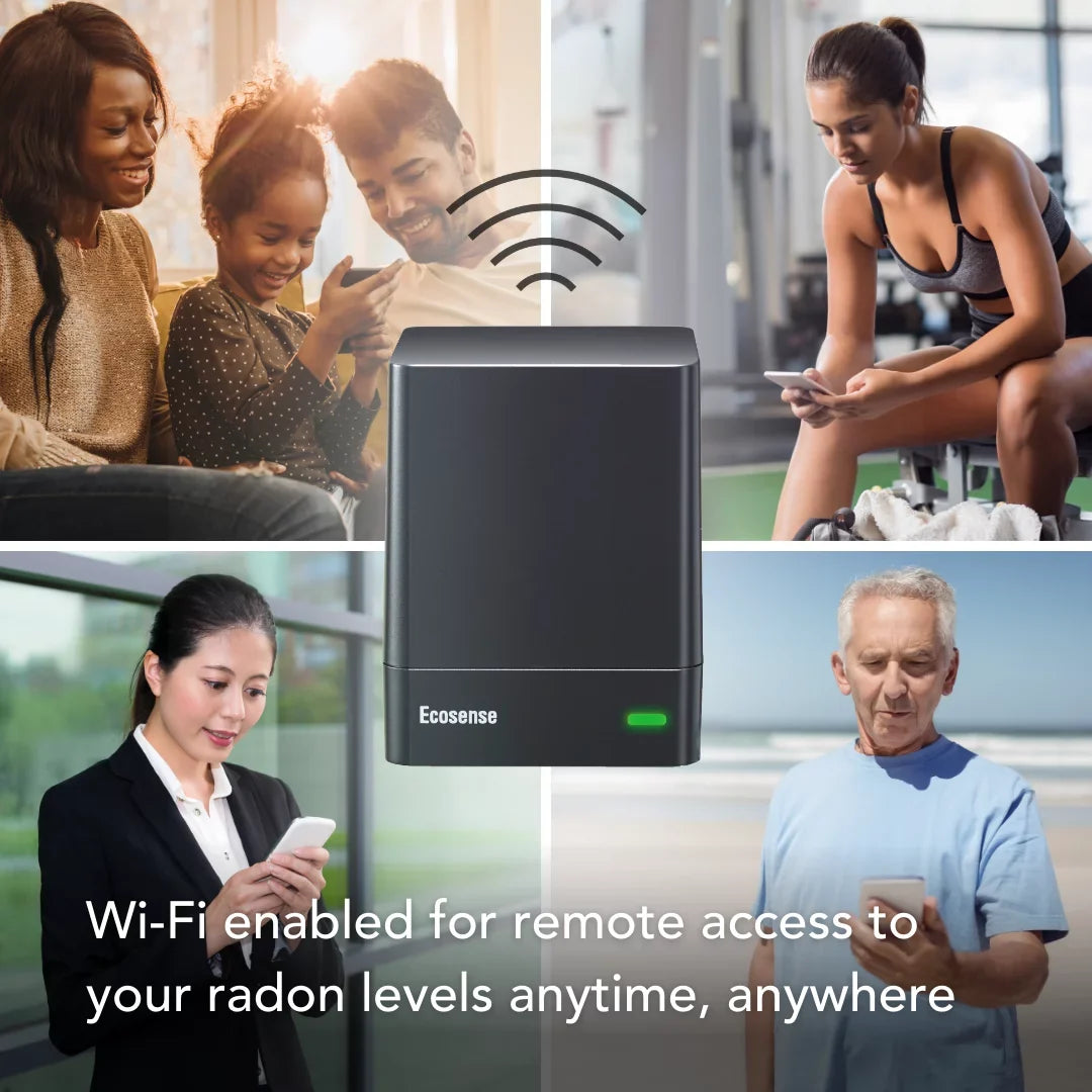 Ecosense Radon Gas Detector and Monitor with WiFi, EcoQube Model EQ100 W