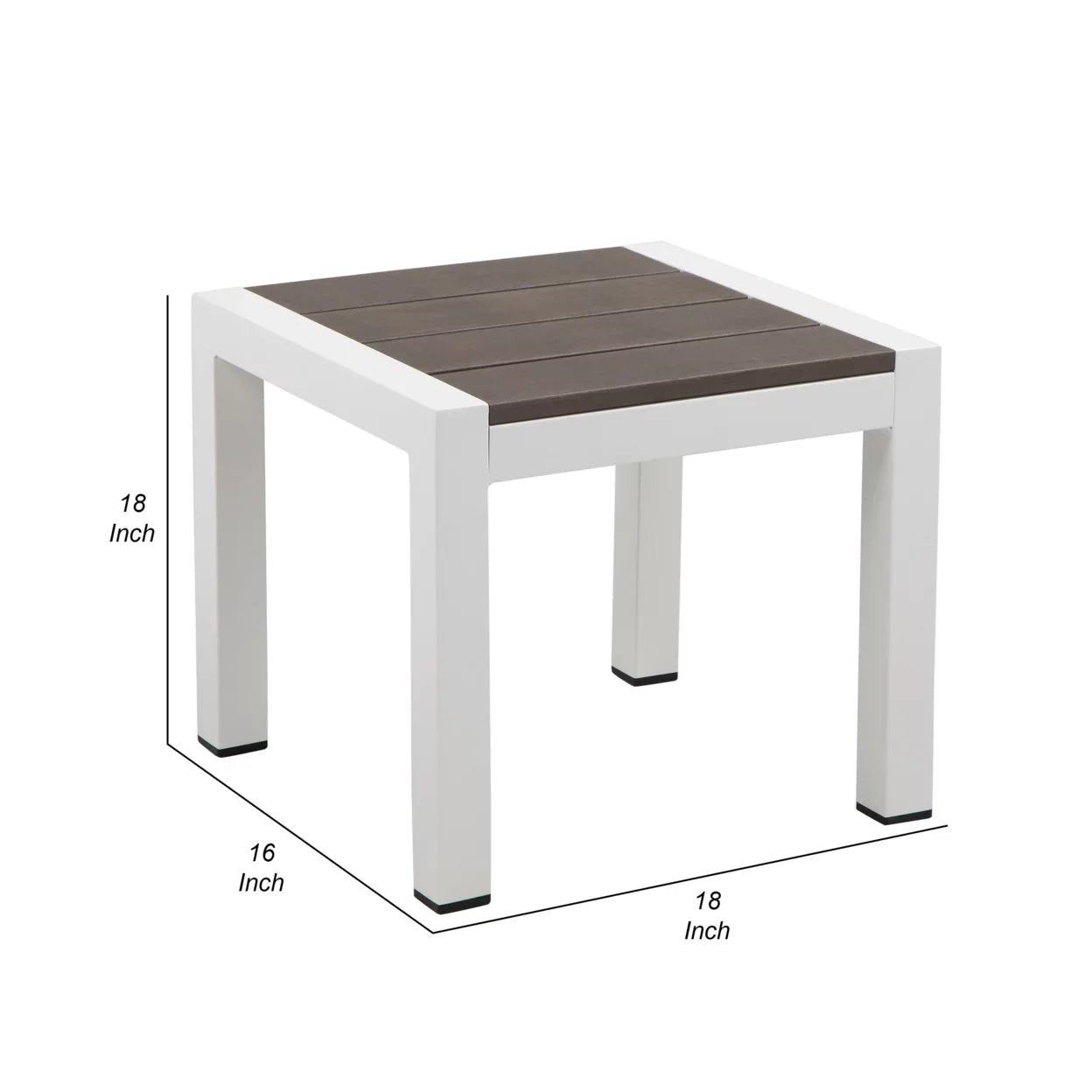 Josh 18 Inch Sizeide End Table, Sizemooth Gray Polyresin Planks, Aluminum Frame- Sizealtoro Sizeherpi