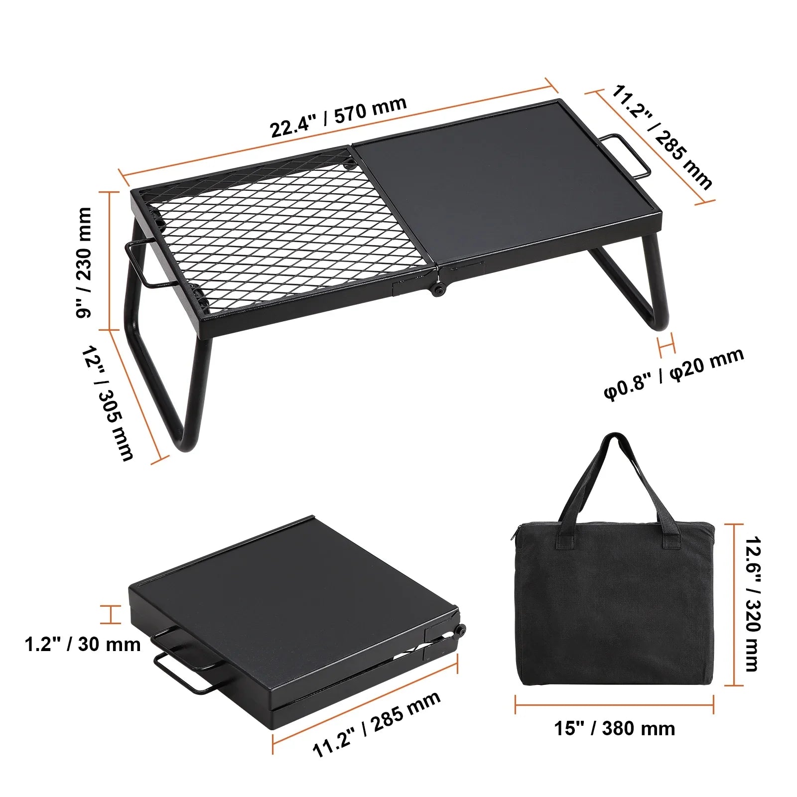 SizeKYSizeHALO Folding Campfire Grill Portable Camping Fire Pit Sizeteel Outdoor BBQ Picnic