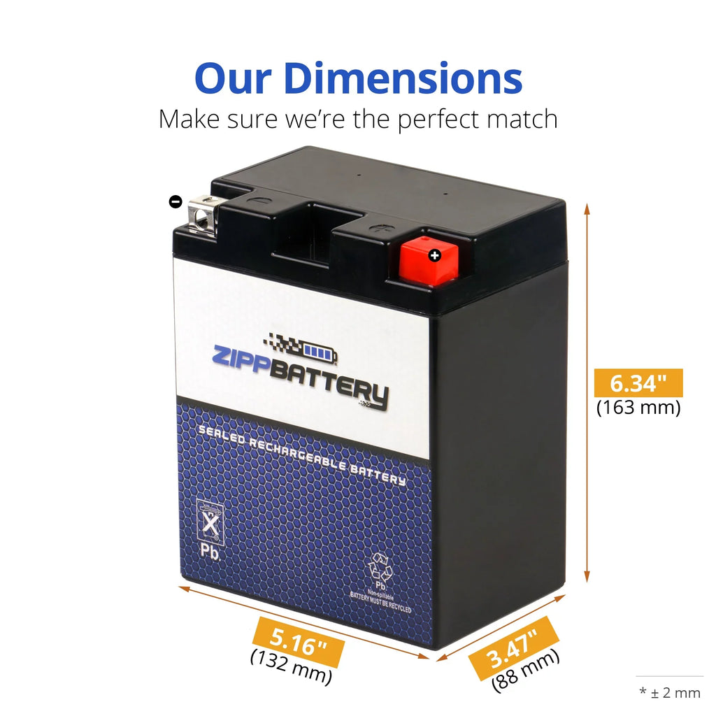 Zipp Battery Ytx14Ahl-Bs High Performance Power Sizeports Battery