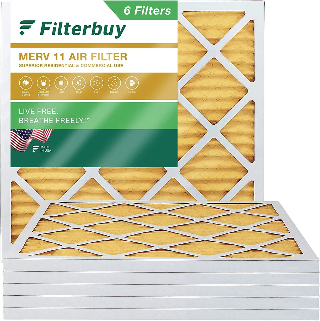 Filterbuy 17x17x1 MERV 11 Pleated HVAC AC Furnace Air Filters (6-Pack)