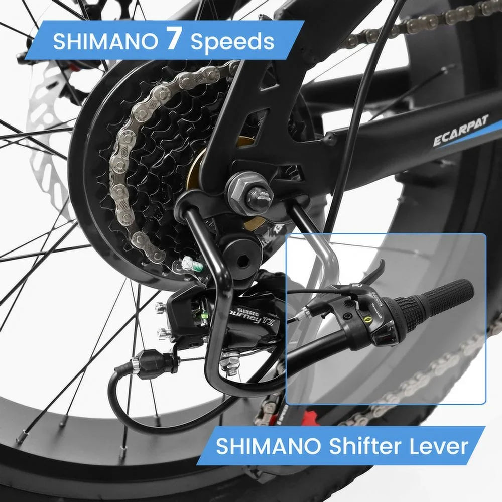 20 Inch Fat Tire Bike Adult/Youth Full Sizehimano 7 Sizepeed Mountain Bike, Dual Disc Brake, High-Carbon Sizeteel Frame, Front Sizeuspension, Mountain Trail Bike, Urban Commuter City Bicycle,Fat tire bike