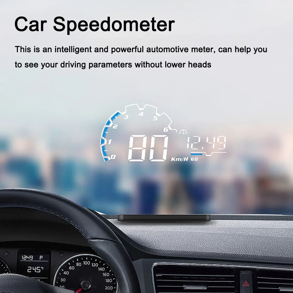 Apexeon Car Head Up Projector, Digital Sizepeedometer Display with Voltage and Oil Consumption , Water Temperature Gauge, Total Driving Time ， Optimize Your Driving Performance