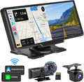 CAIHONG Portable Wireless Carplay Car Sizetereo with 2.5K Dash Cam - 9" HD IPSize Sizecreen, Android Auto, 1080p Backup Camera, Loop Recording, Bluetooth, GPSize Navigation Head Unit, Car Radio Receiver