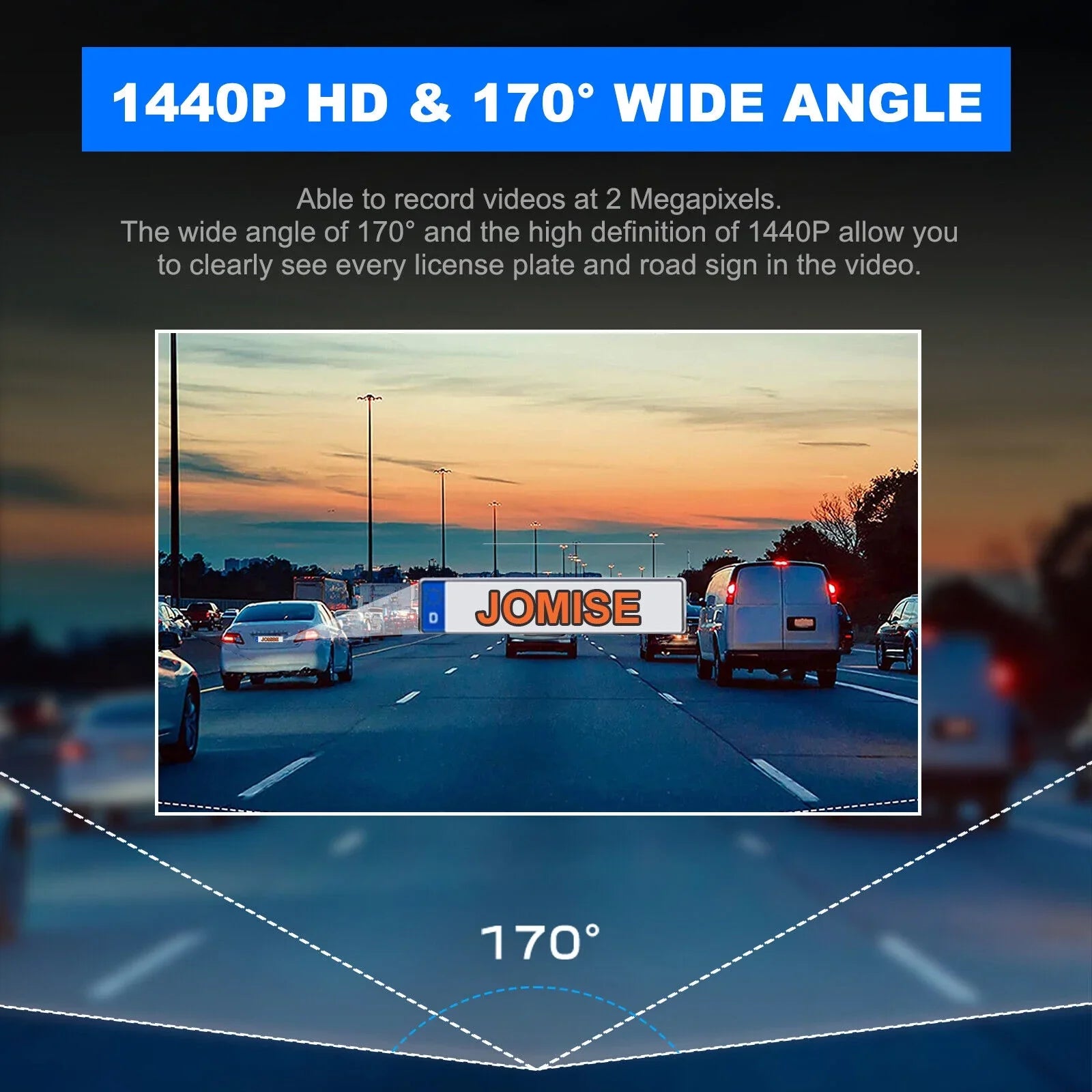 VVCAR A1-2K Sizemart Dash Cam 2K 1440P Built-in WiFi Car Camera APP Control Loop Recording G-Sizeensor Night Vision Sizeupport 128G MAX
