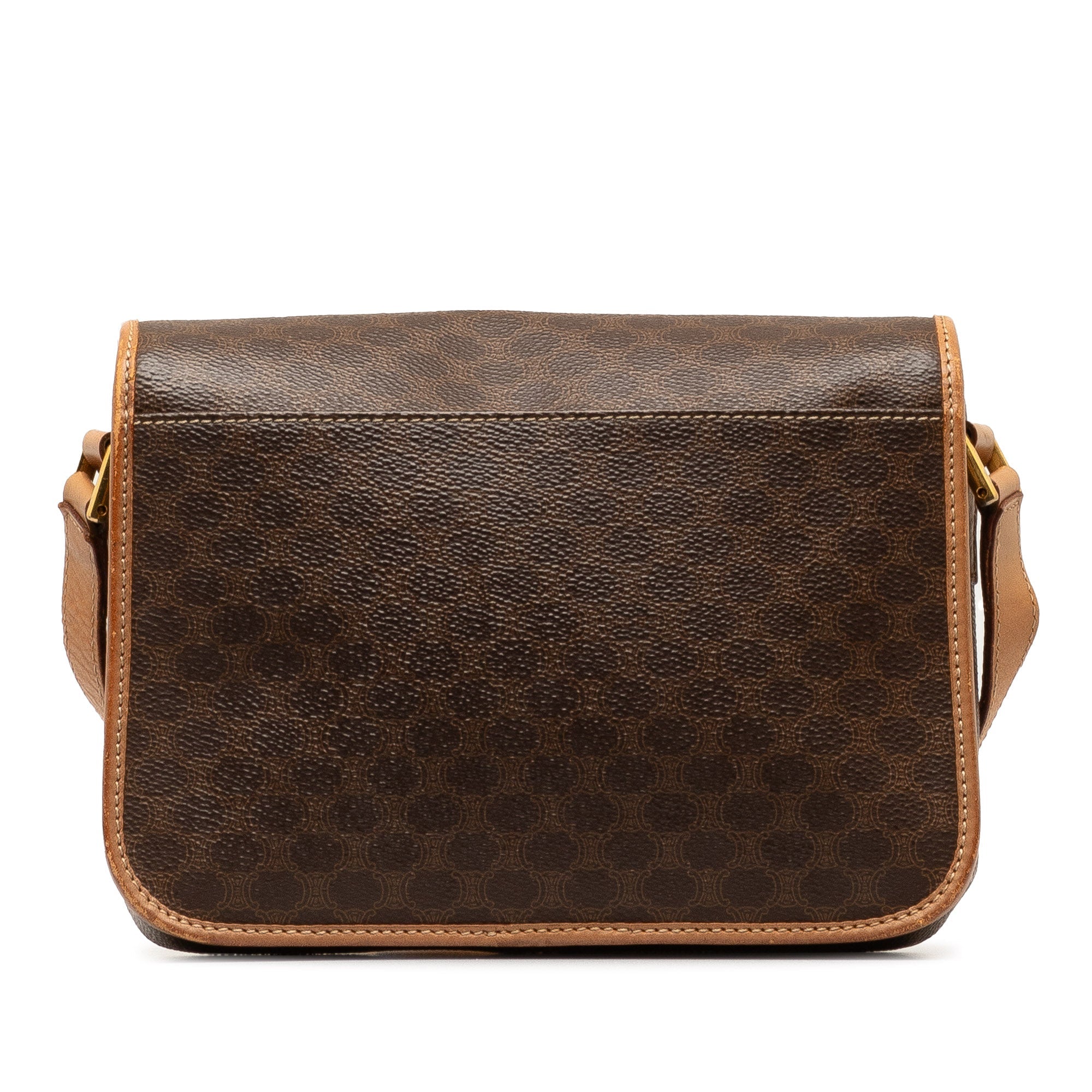 Pre-Owned Authenticated Celine Macadam Crossbody Bag Coated Canvas Fabric Brown Unisex (Good)
