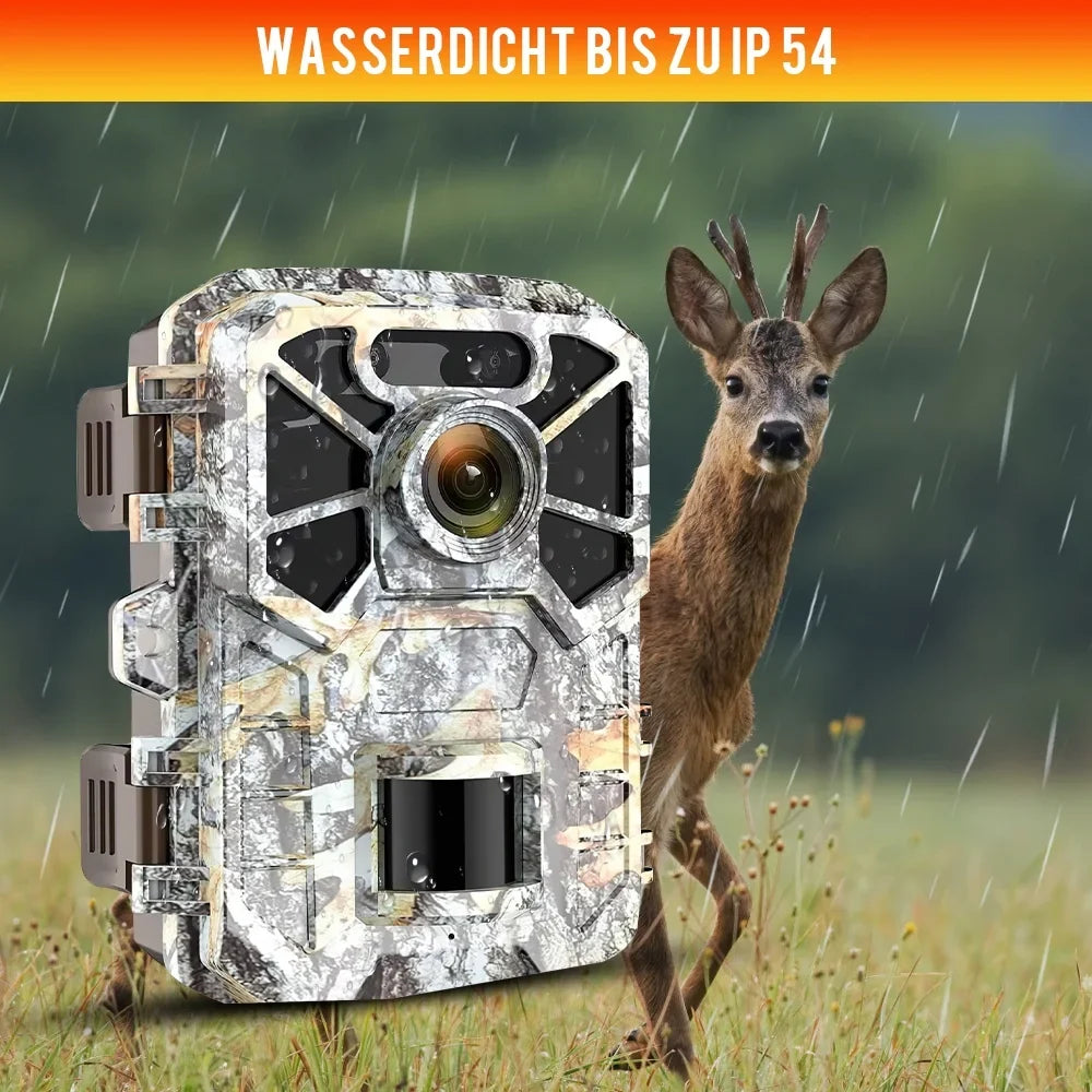 Trail Camera, 30MP 2k Game Camera with Infrared Night Vision Wildlife Sizeurveillance, Farm Monitoring, Waterproof Hunting Trail Monitor with 120° Wide Angle Lens