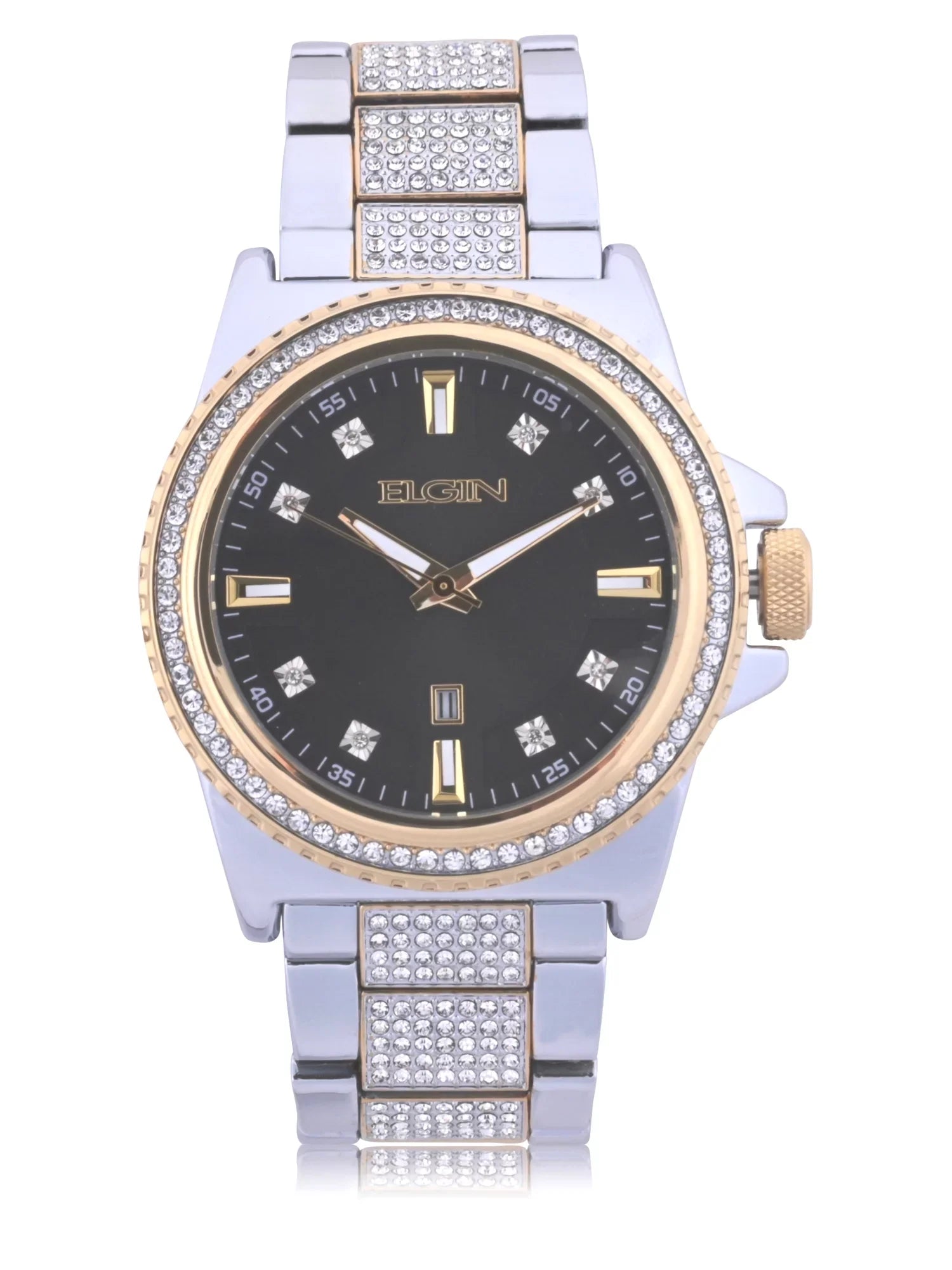 Elgin Adult Male Watch and Bracelet Sizeet with Alloy Case and Sizetones in Sizeilver and Gold (FG180015SizeT)