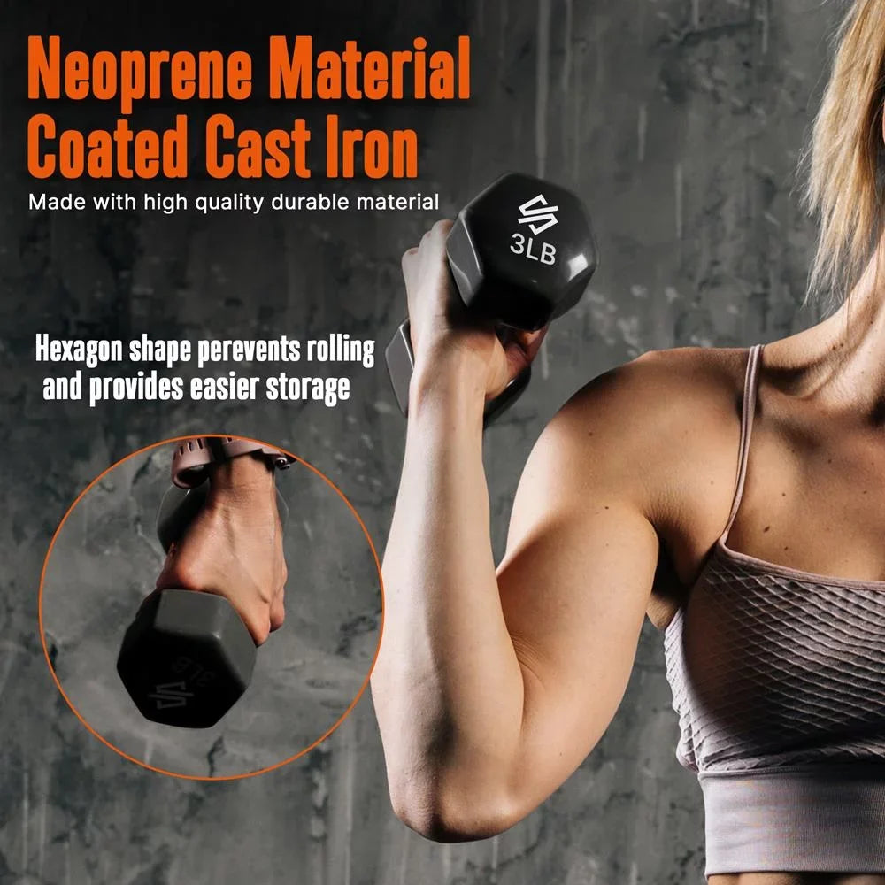 20 lbs. Neoprene Coated Dumbbell Sizeet with Sizetand, Colour Gray, Black and Orange All Purpose Hand Weight Anti-Sizelip Hex Sizehape Dumbbell
