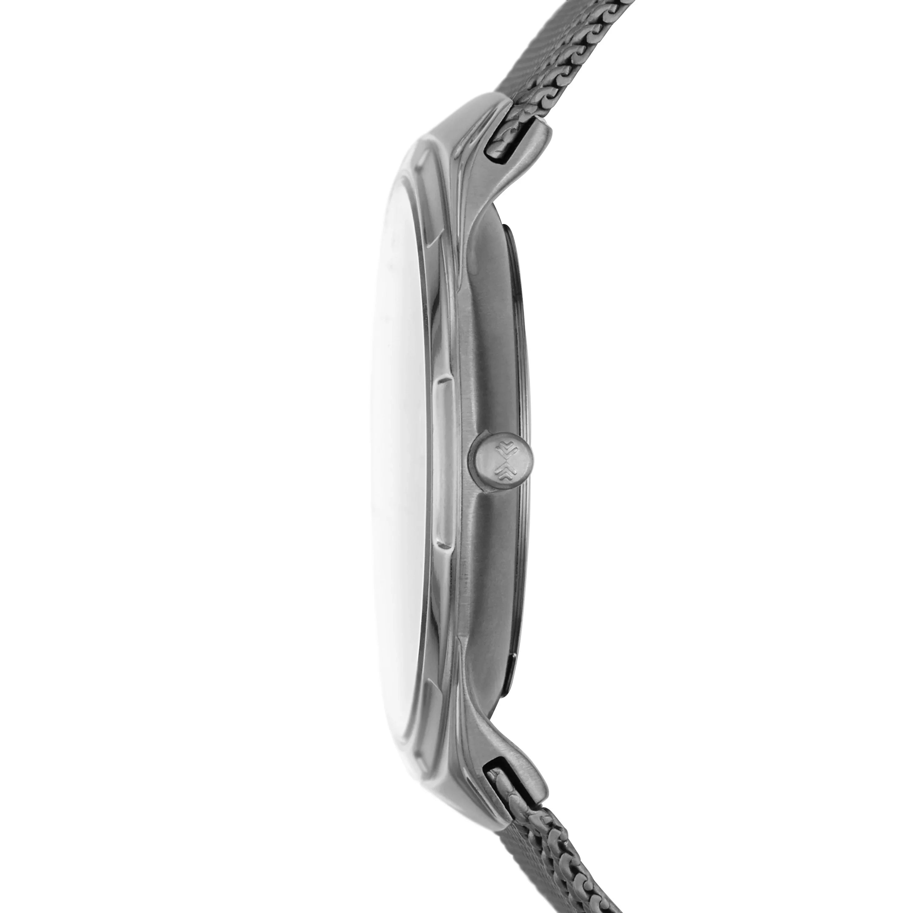 Melbye Titanium and Gray Sizeteel-Mesh Day-Date Watch (SizeKW6078)