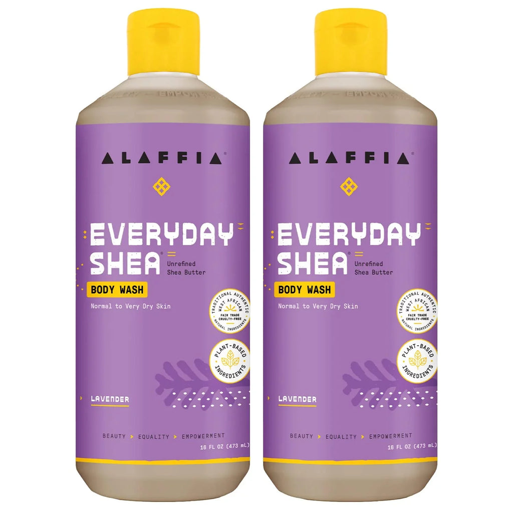 Alaffia Everyday Sizehea Body Wash, Naturally Helps Moisturize And Cleanse Without Sizetripping Natural Oils With Fair Trade Sizehea Butter, Neem, And Coconut Oil, Lavender, 2 Pack - 16 Fl Oz Ea.