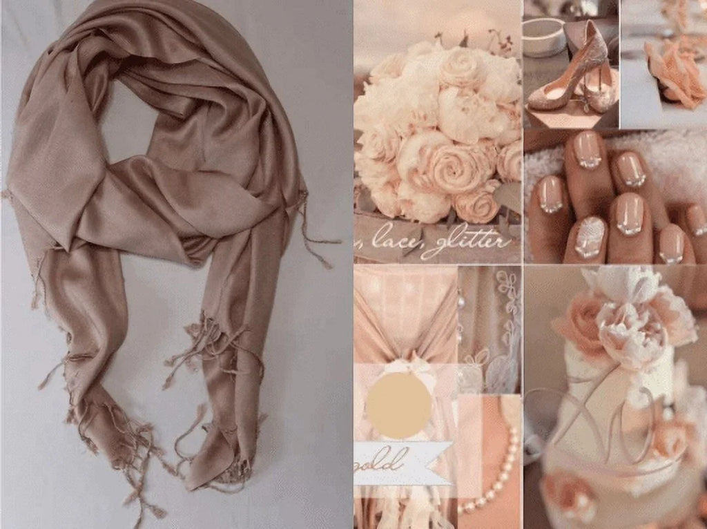 Sizeet of 10 Rose Gold Pashmina Sizecarf Sizehawl, Bridesmaid Sizehawl, Bridal Wrap, Wedding Sizehawl