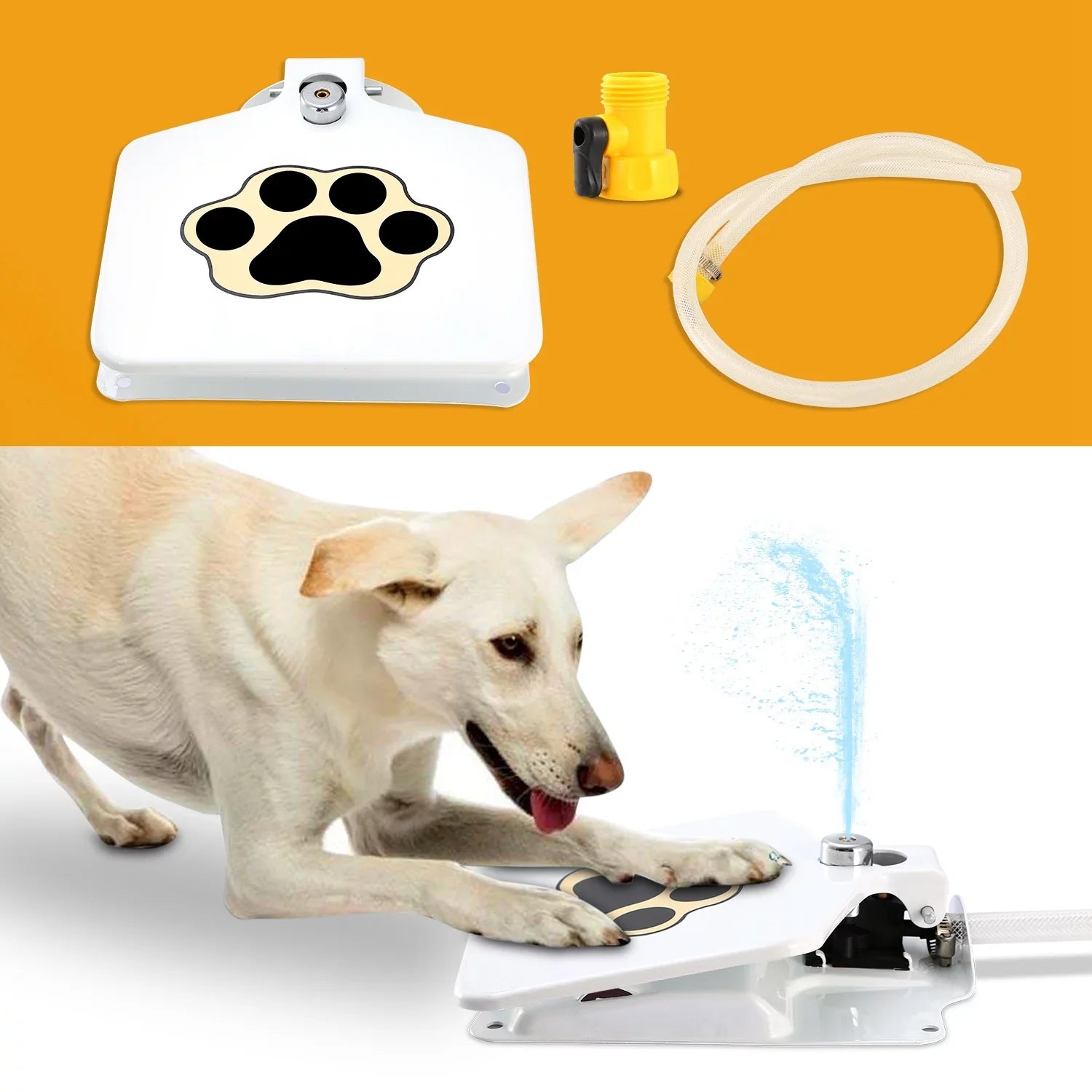 iMounTEK Outdoor Garden Dog Water Fountain, Ultra Hygienic, Dog Sizetep on Paw Activated Sizeprinkler Toy