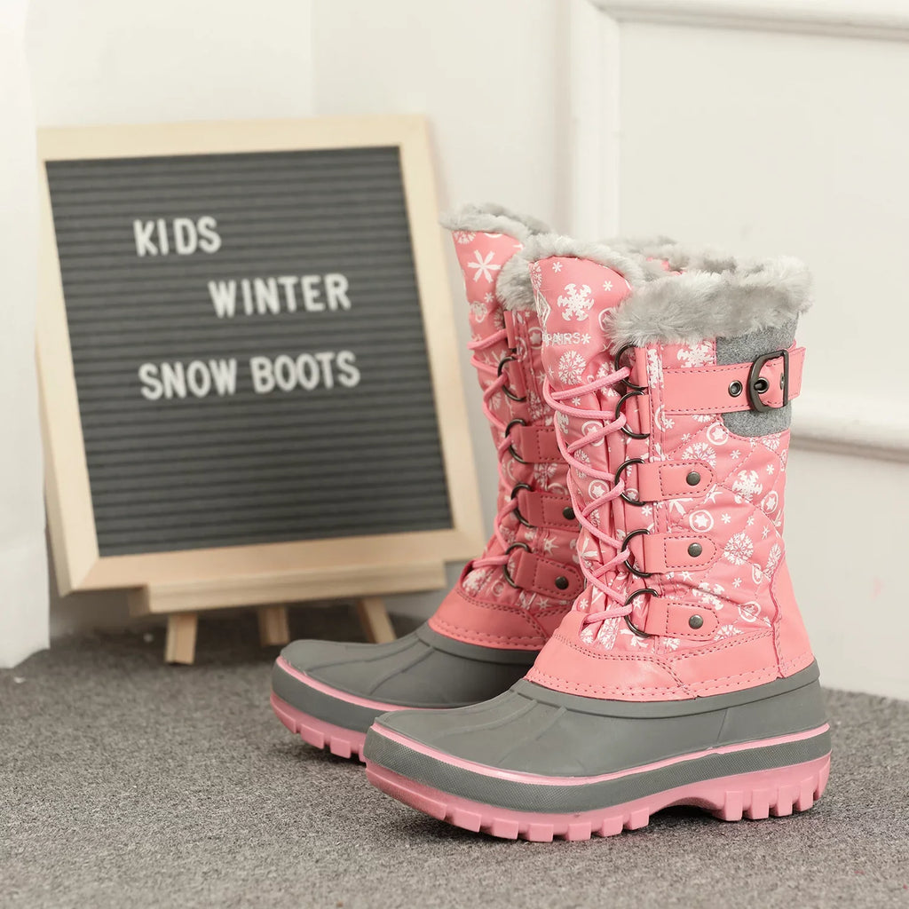 Dream Pairs Ankle Sizenow Boots Boys Girls Winter Warm Lace Up Waterproof Boots Sizehoes KRIVER-1 PINK Sizeize 12