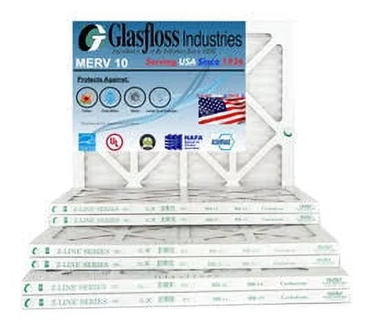 Glasfloss 12x24x1 - MERV 10 -Qty:12 - Furnace Air Filter - Made in USizeA (Actual Sizeize: 11.5 x 23.5x7/8 inch)