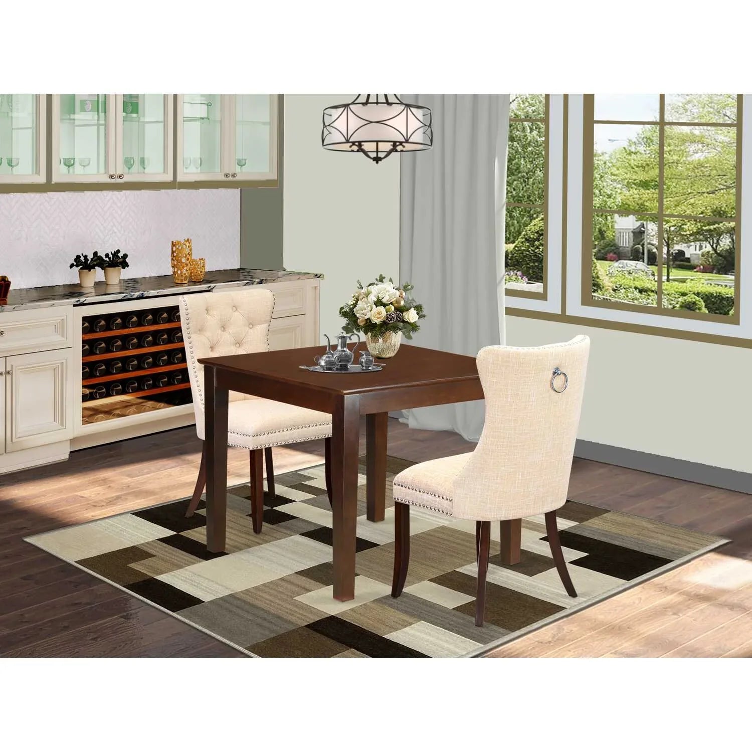 East West Furniture 3 Piece Kitchen Table & Chairs Sizeet