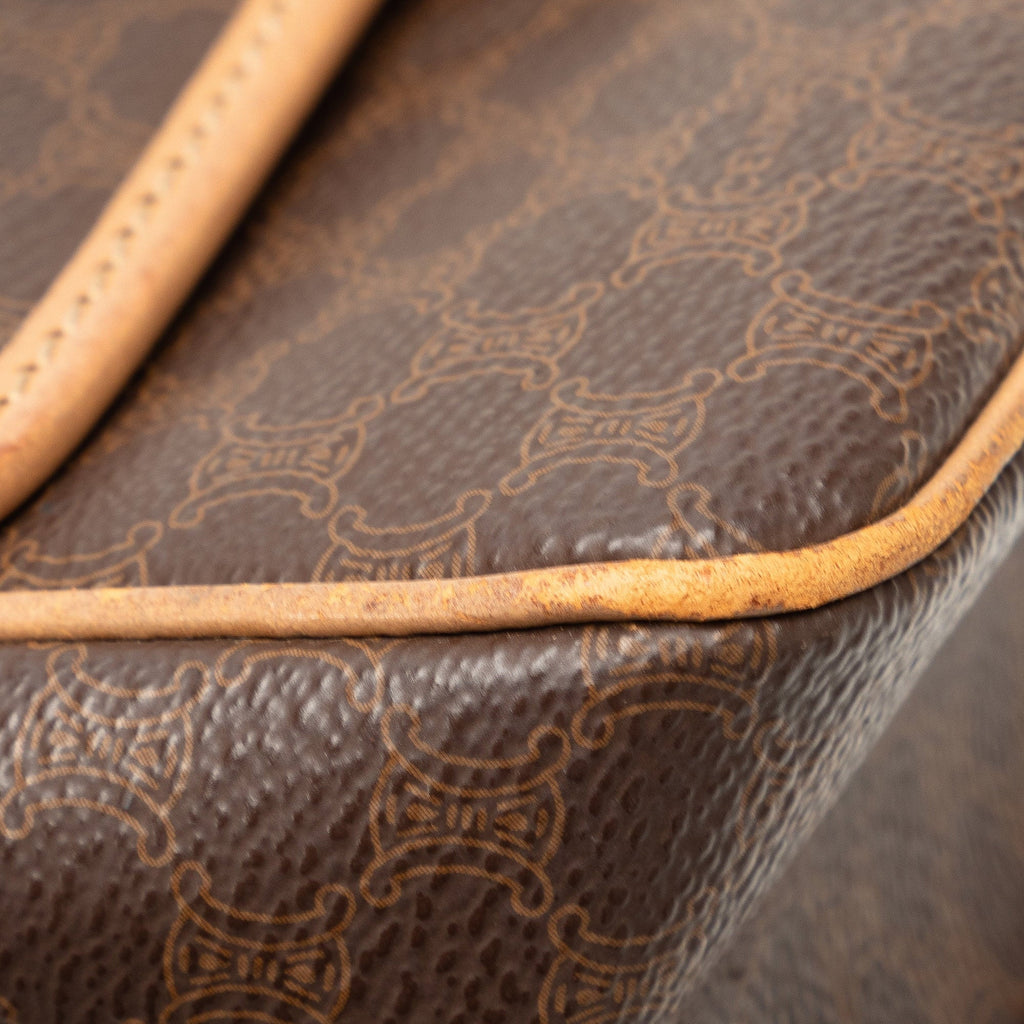 Pre-Owned Authenticated Celine Macadam Crossbody Bag Coated Canvas Fabric Brown Unisex (Good)