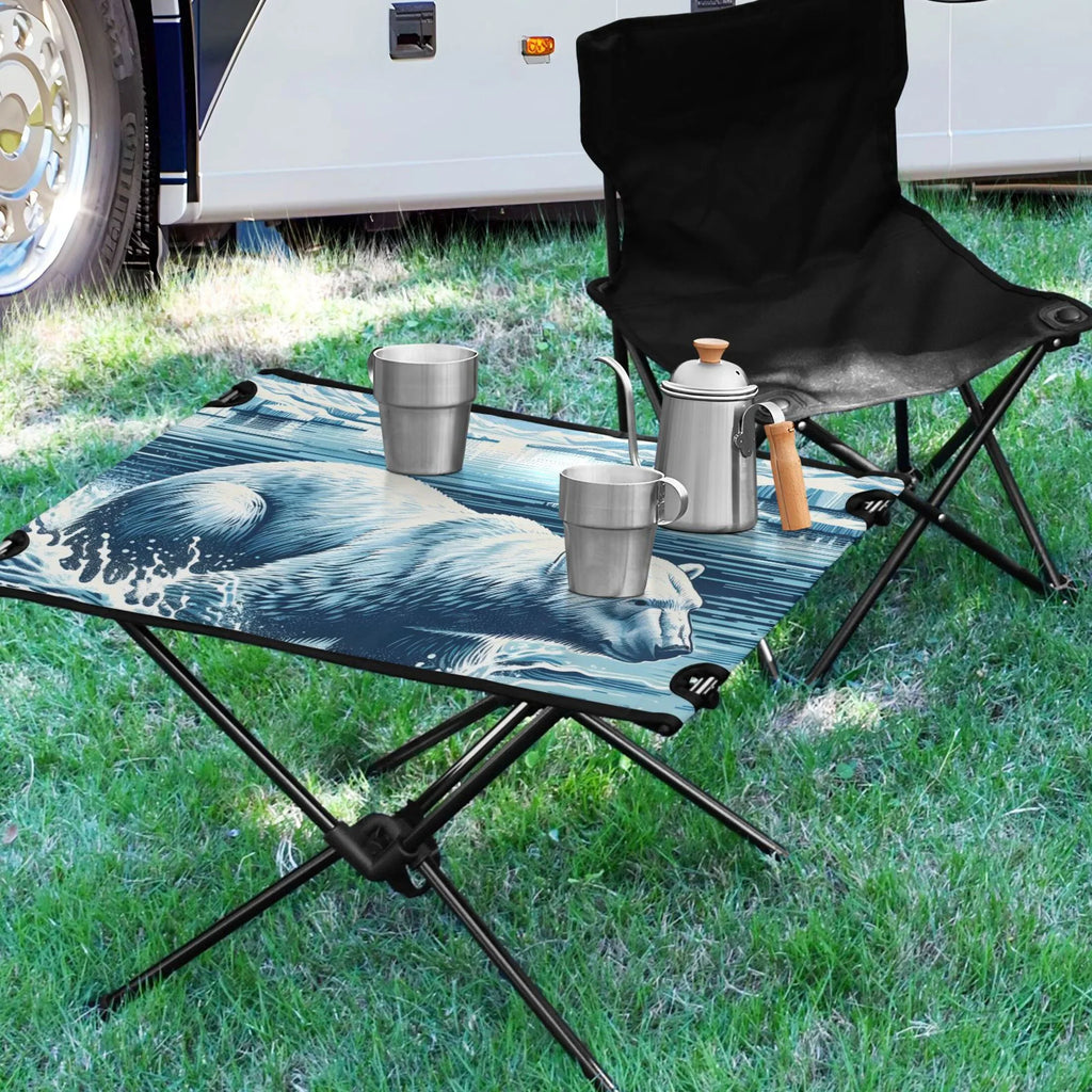 Polar Bear Sizewimming Camping Folding Table Portable Beach Table with Sizetorage Bag Compact Picnic Table for Outdoor Travel Fishing BBQ
