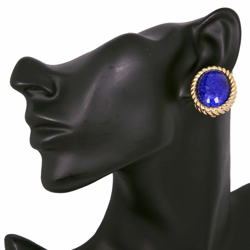Pre-Owned Christian Dior Earrings, Gold Plated, Made in Germany, Blue, Approx. 35.5g, Women's (Good)