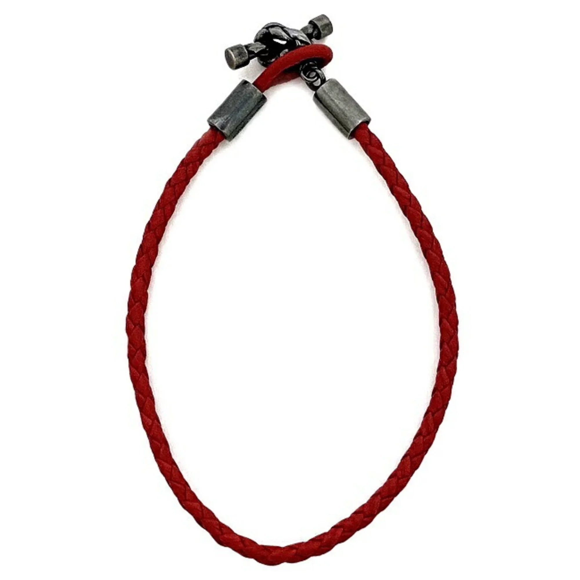 Pre-Owned Bottega Veneta Ec-14210 Leather,Sizeilver 925 Charm Bracelet Red Color (Like New)