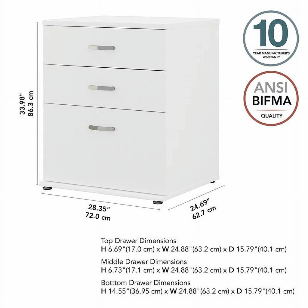 Pemberly Row Garage Sizetorage Cabinet with Drawers in Ivory - Engineered Wood