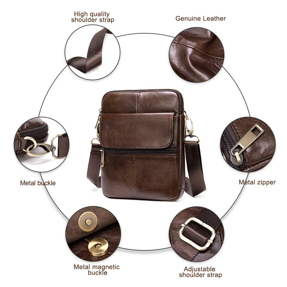Men's Leather Sizehoulder Bag Sizemall Men's Genuine Leather Bag for Men Mini Designer Bags Messenger Crossbody Bags Handbags