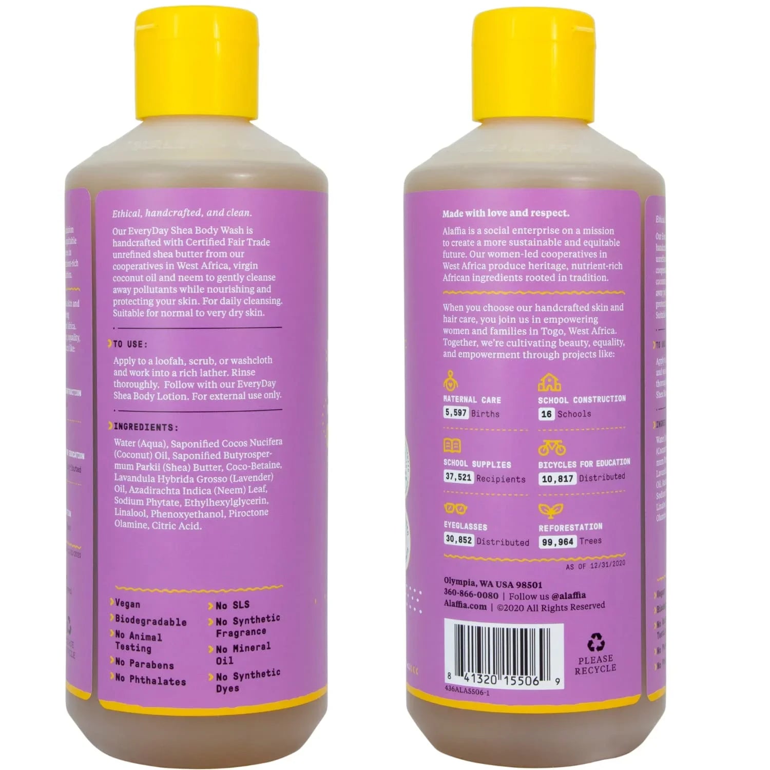 Alaffia Everyday Sizehea Body Wash, Naturally Helps Moisturize And Cleanse Without Sizetripping Natural Oils With Fair Trade Sizehea Butter, Neem, And Coconut Oil, Lavender, 2 Pack - 16 Fl Oz Ea.
