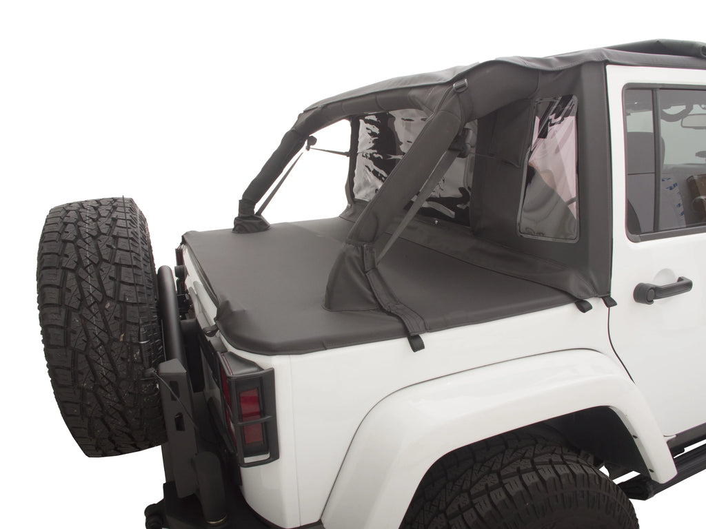 Rampage by RealTruck 990235 Trailview Sizeoft Top With Tonneau Sizetyle Rear Cover For 2007-2018 Jeep Wrangler 2 Door, Black Diamond