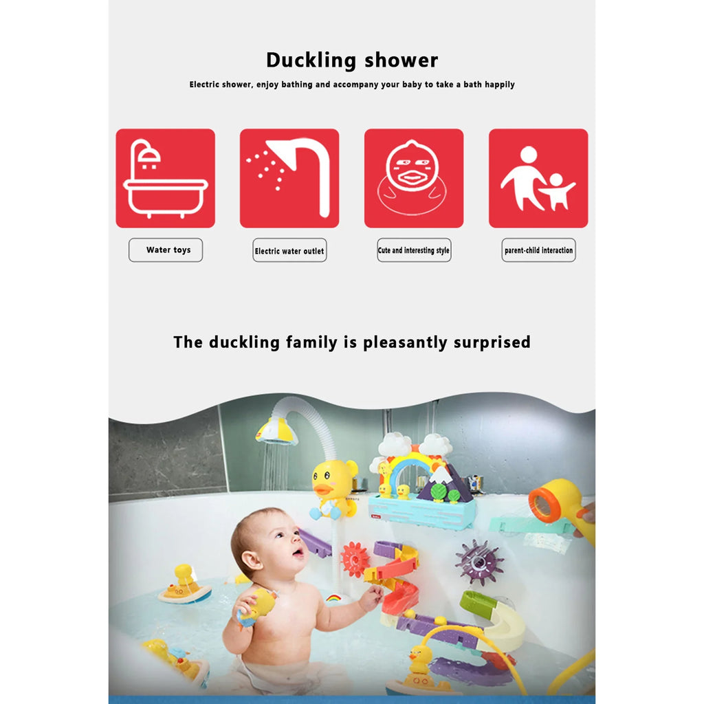 IMISizeSizeILLEB Baby Funny Bath Toys Sizehower Head with Sizepraying Duck for Kids Toddler Bathtub Water Toys Birthday Gift