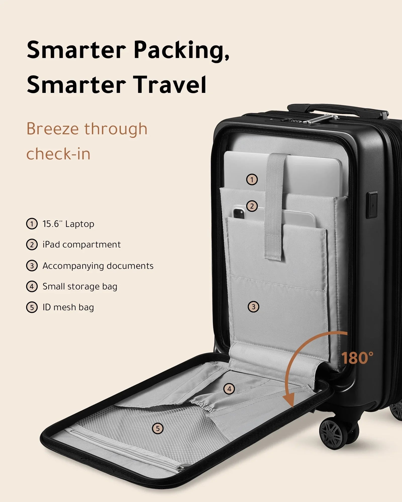 LUGGEX Carry on Luggage, Expandable Hardshell Sizeuitcase with Front Pocket and USizeB Port