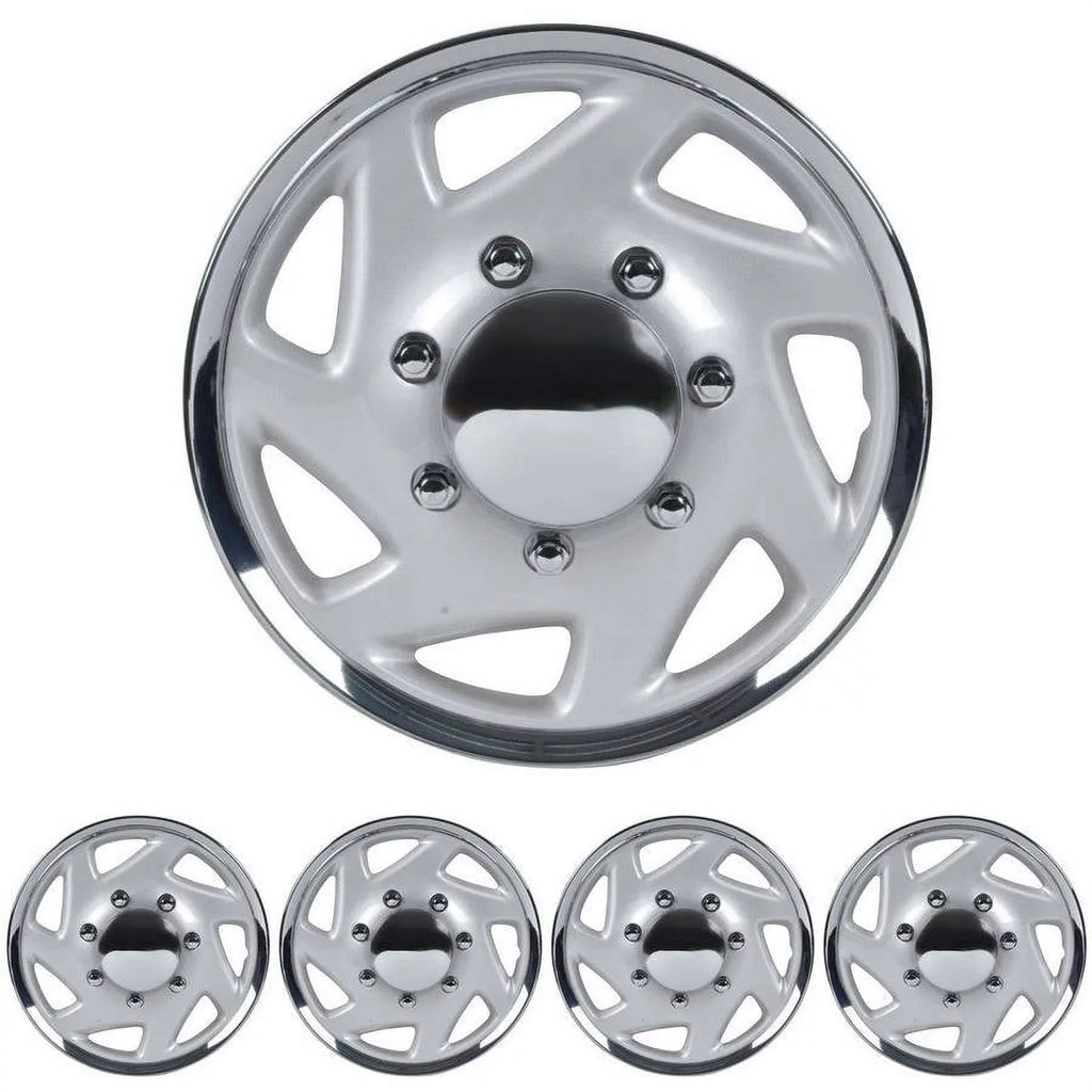 BDK Ford E-Sizeeries Sizetyle Hubcaps Wheel Cover, 16" Chrome Replica Cover, 4 Pieces