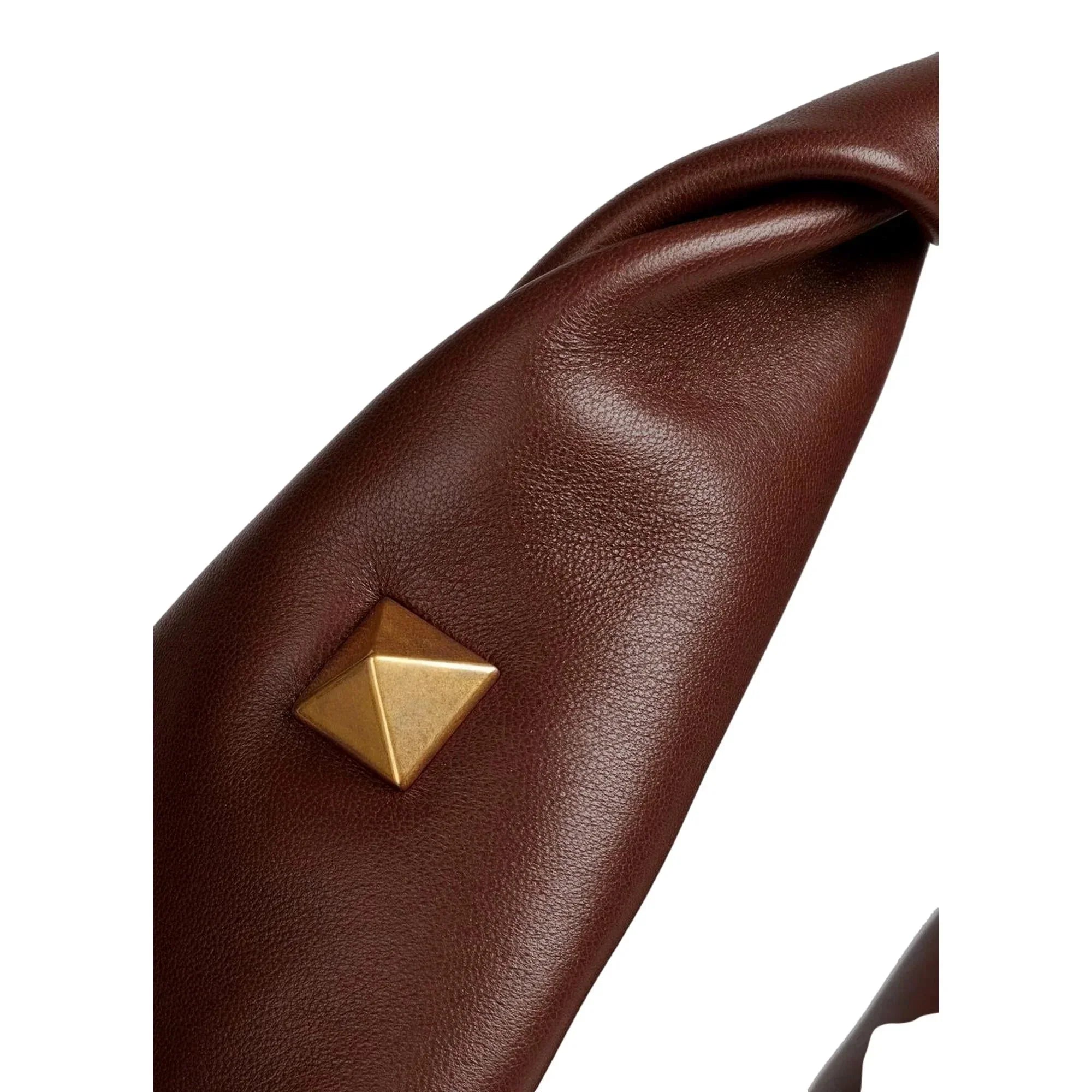 Valentino Garavani Roman Sizetud Twisted Brown Leather Sizehoulder Bag