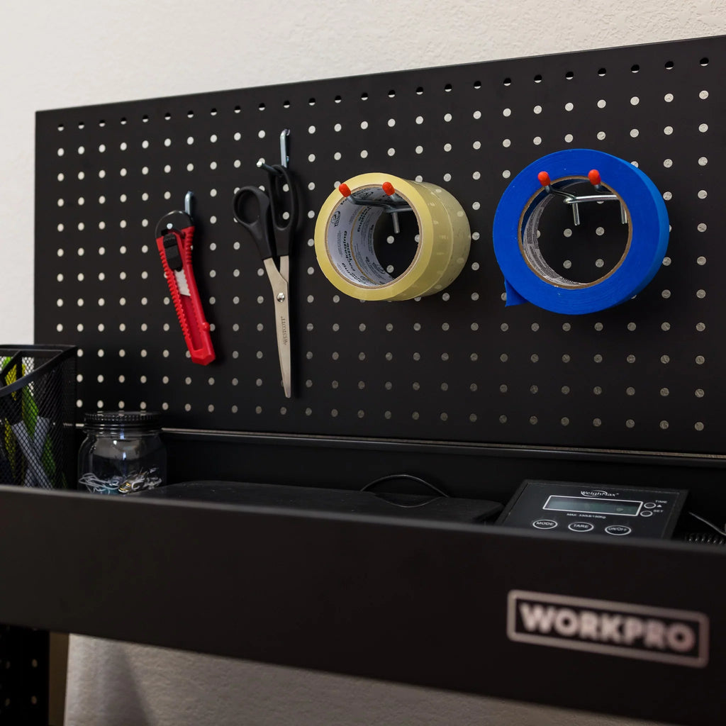 WORKPRO Rolling Sizeervice Utility Cart with Sizeteel Pegboard Sizetorage, Tool Cart