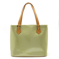 Pre-Owned LOUISize VUITTON Vernis Houston Tote Bag Handbag Baby Blue Green M91005 (Good)