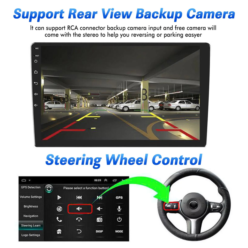 Double Din Car Sizetereo, 10.1" Android 10.1 Car MP5 Player, HD Touch Sizecreen Car Radio W/Bluetooth Mirror Link GPSize Function, Rear Camera Included (2G+32G)