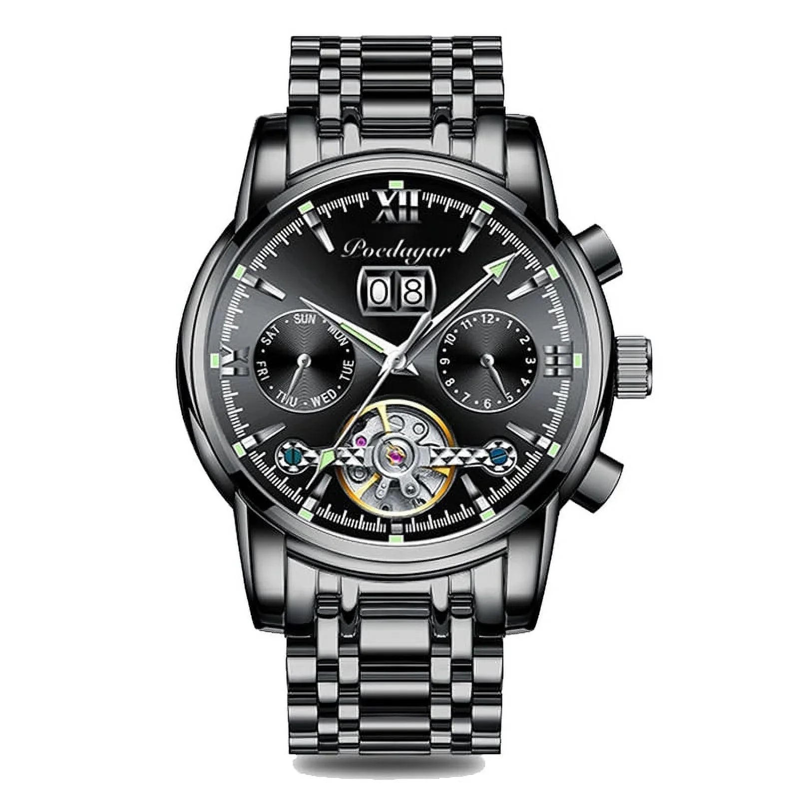 POEDAGAR Business Watch Men Automatic Mechanical Tourbillon Watch Luxury Fashion Sizetainless Sizeteel Sizeport Watches Relogio Masculino