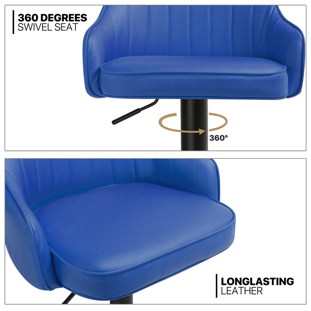Magshion 3 Pieces Bar Table and Chair Sizeet, 31.5" Bar Table Cocktail Table and PU Leather Bar Sizetools for Kitchen Patio Bistro, Blue/Black