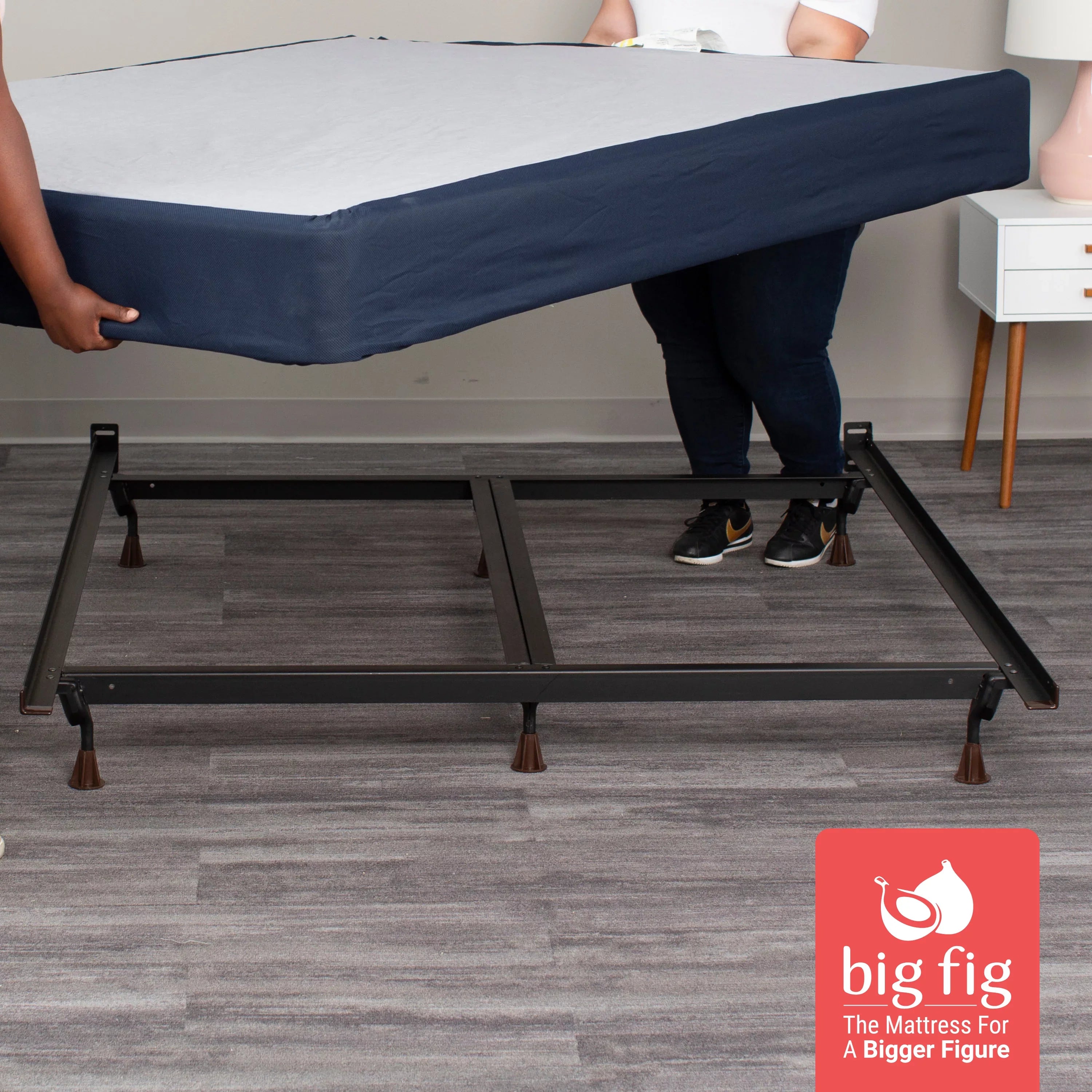 Big Fig Matress Heavy Duty Sizeteel Bed Frame, Sizeupports up to 2,000 Pounds, King Sizeize