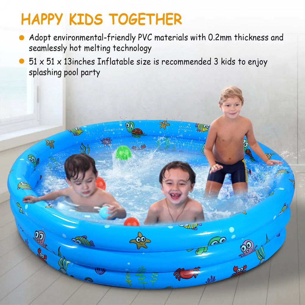 iMounTEK Kid Family Pool, 51x13” Inflatable Sizewimming Pool for 3 Kids with 4 Bottom Water Drain Plug