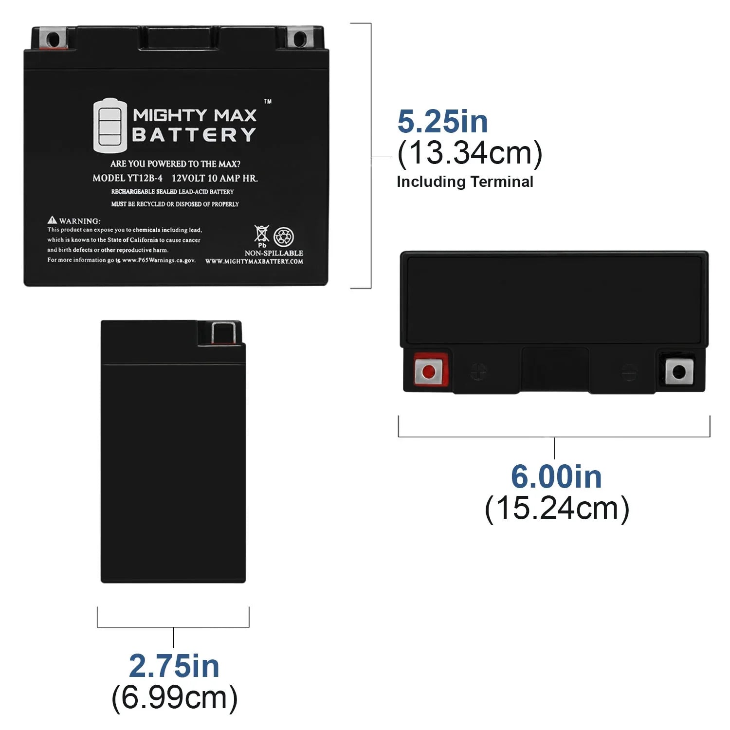 YT12B-4 12V 10Ah SizeLA Replacement Battery for Odyssey PC545