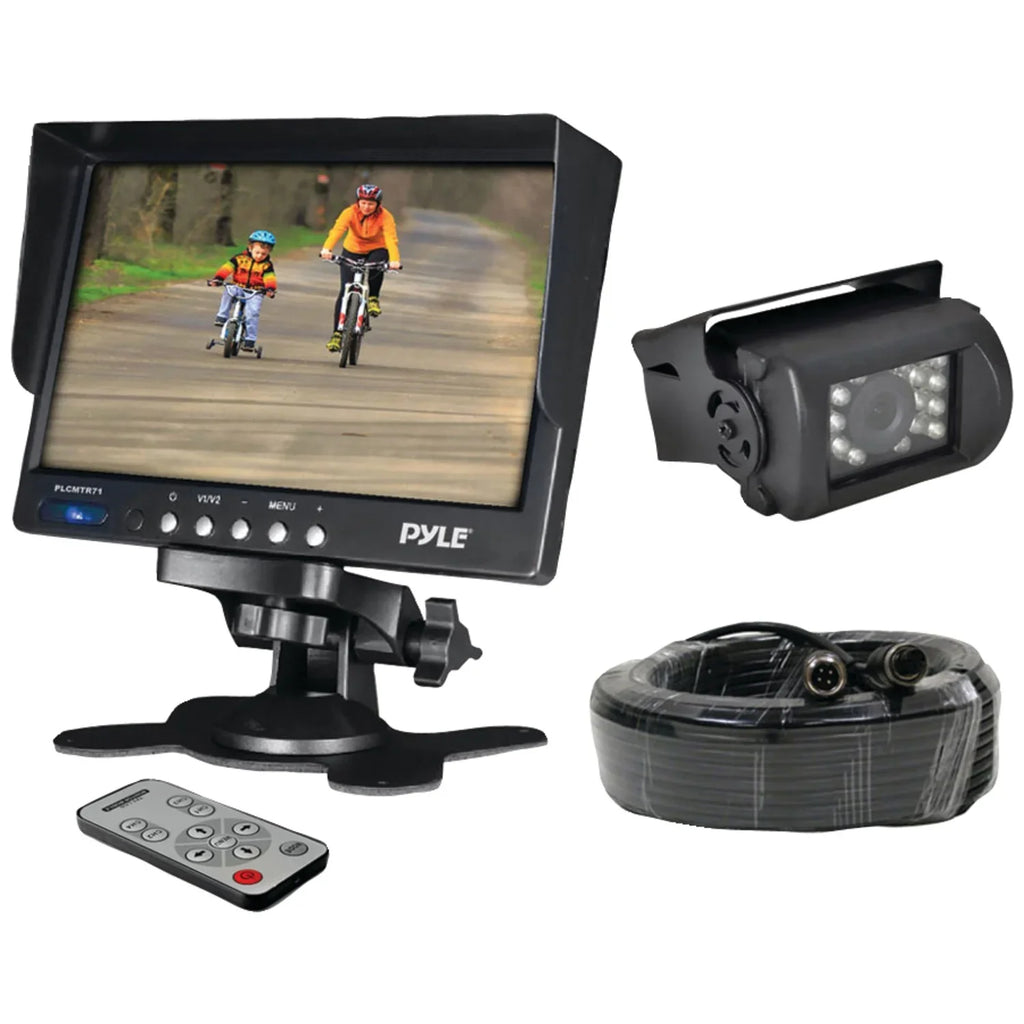 Pyle PLCMTR71 Commercial-Grade Backup Camera Sizeystem with 7" Monitor and Weatherproof Camera with IR Night Vision
