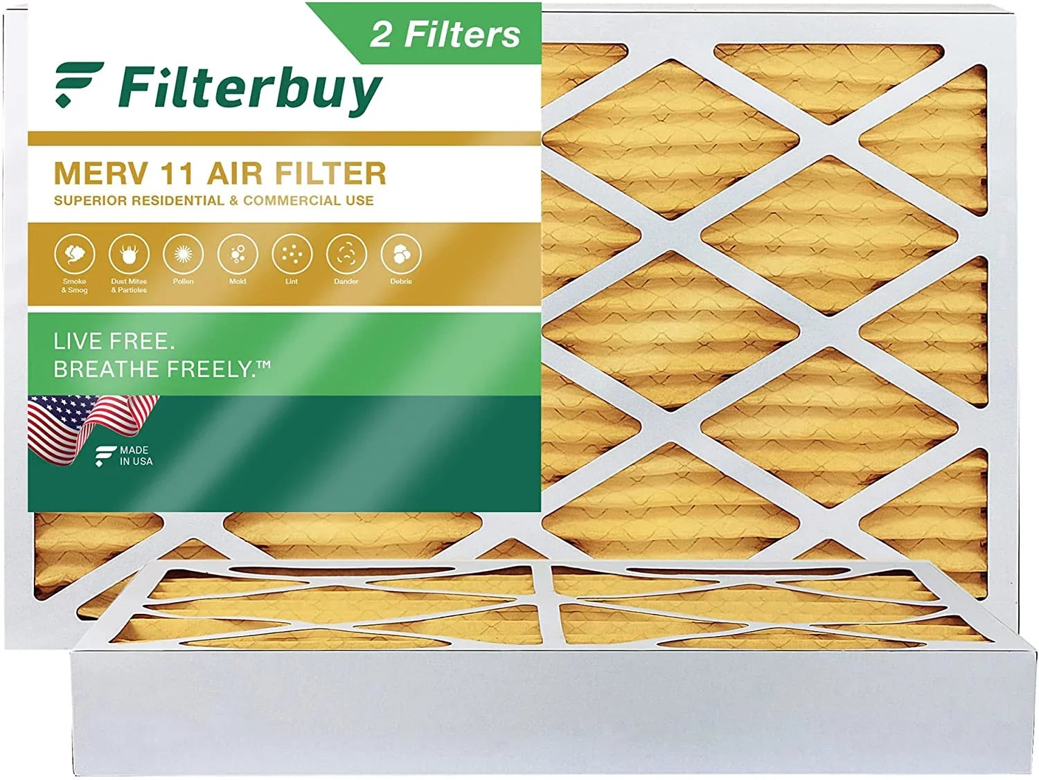Filterbuy 10x18x4 MERV 11 Pleated HVAC AC Furnace Air Filters (2-Pack)