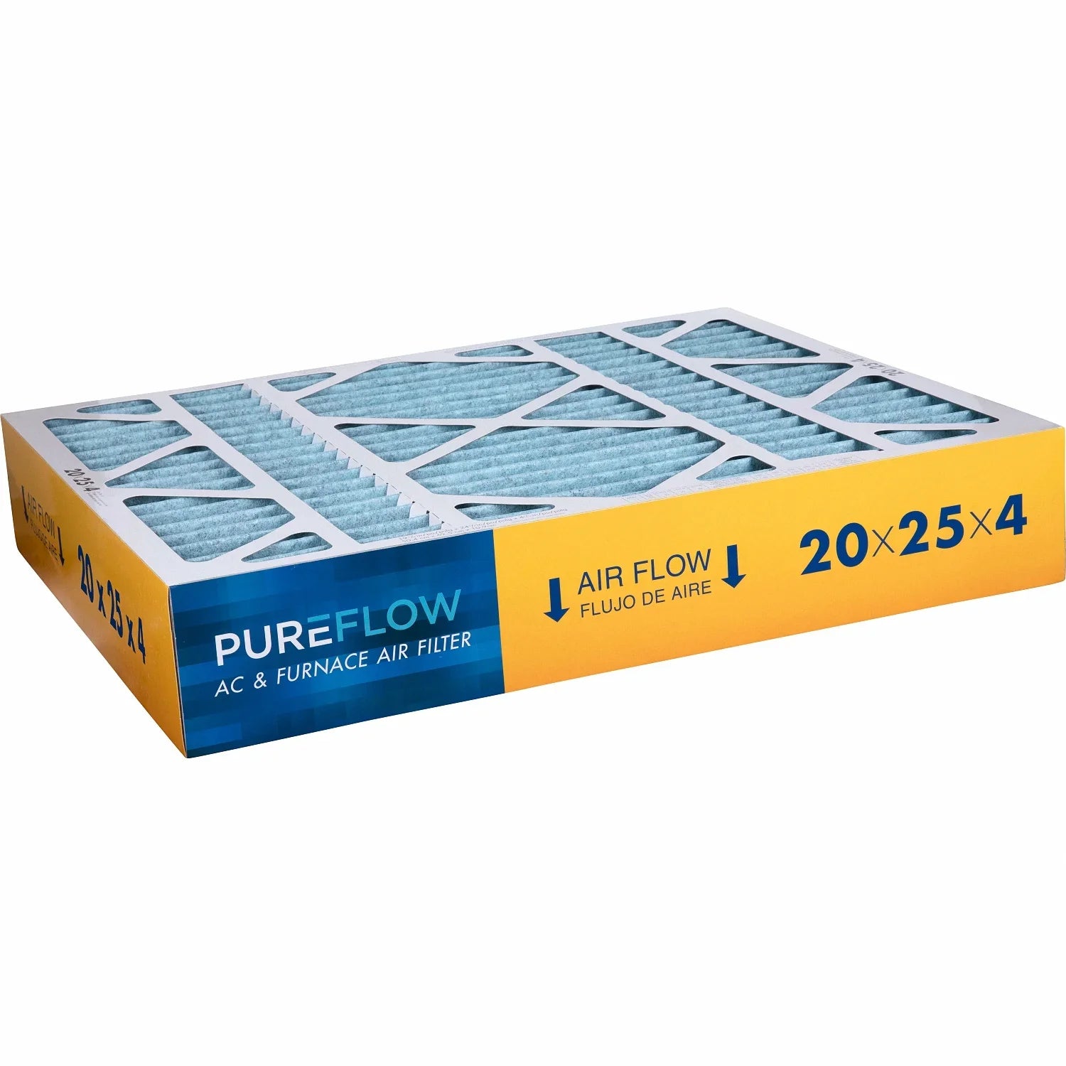 PureFlow, Home Furnace Air Filter 20x25x4, with 4 Layers of Advanced Filtration Technology, MERV-13 Pack-of-2