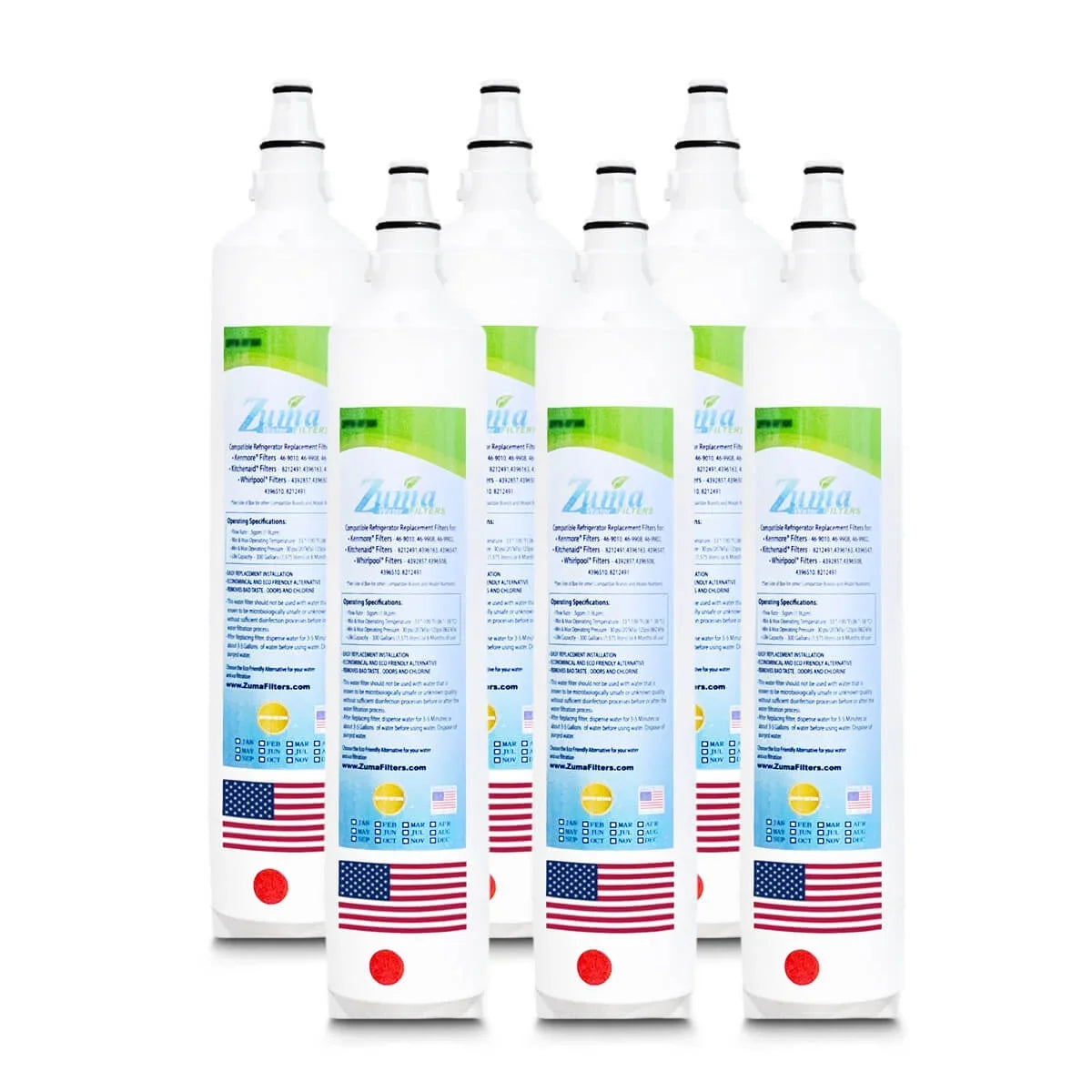 ZUMA Brand , Water Filters , Model # ZWFZ1-RF750 , Compatible with Sizeubzero® BI36RGSizePH - 6 Pack - Made in U.Size.A.
