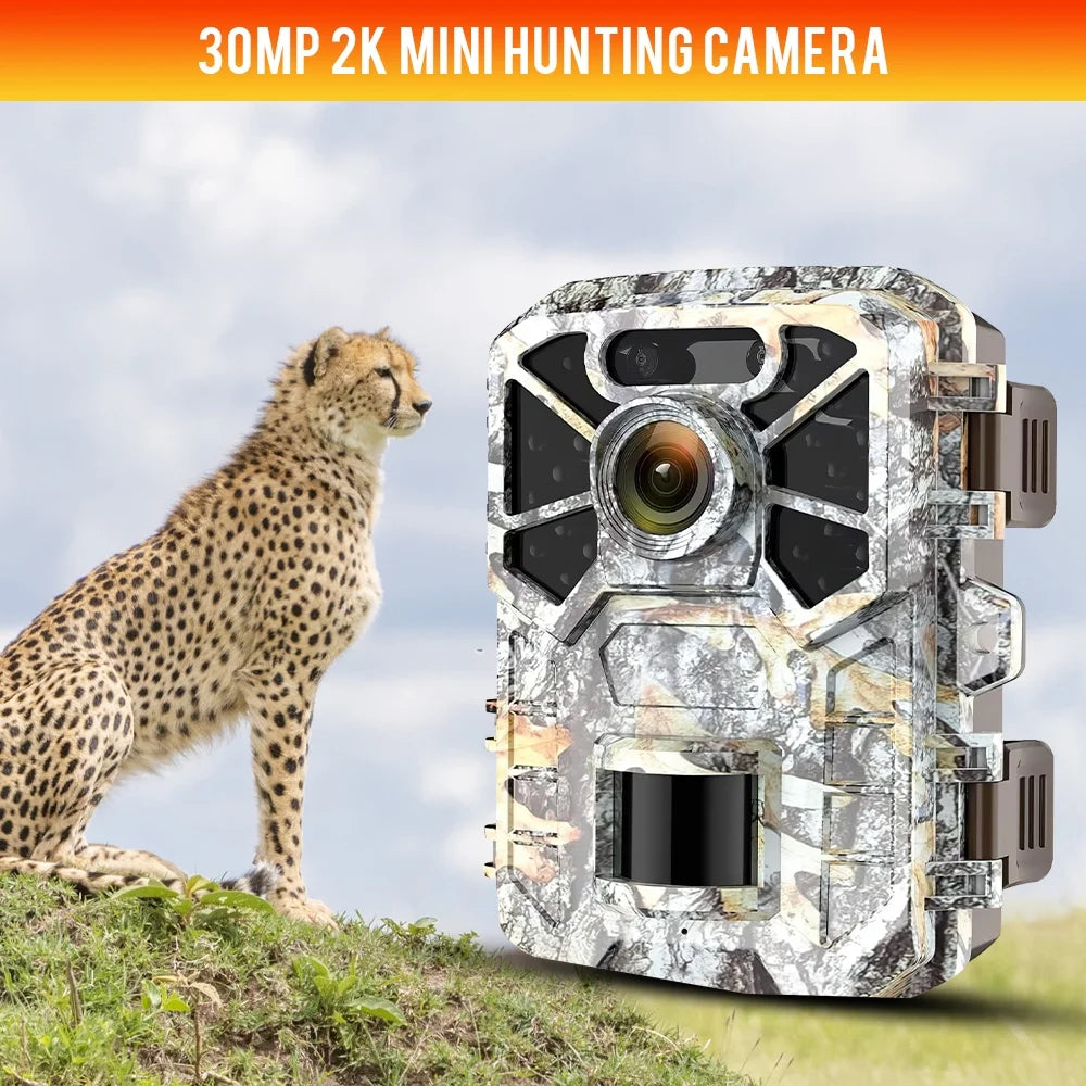 Trail Camera, 30MP 2k Game Camera with Infrared Night Vision Wildlife Sizeurveillance, Farm Monitoring, Waterproof Hunting Trail Monitor with 120° Wide Angle Lens