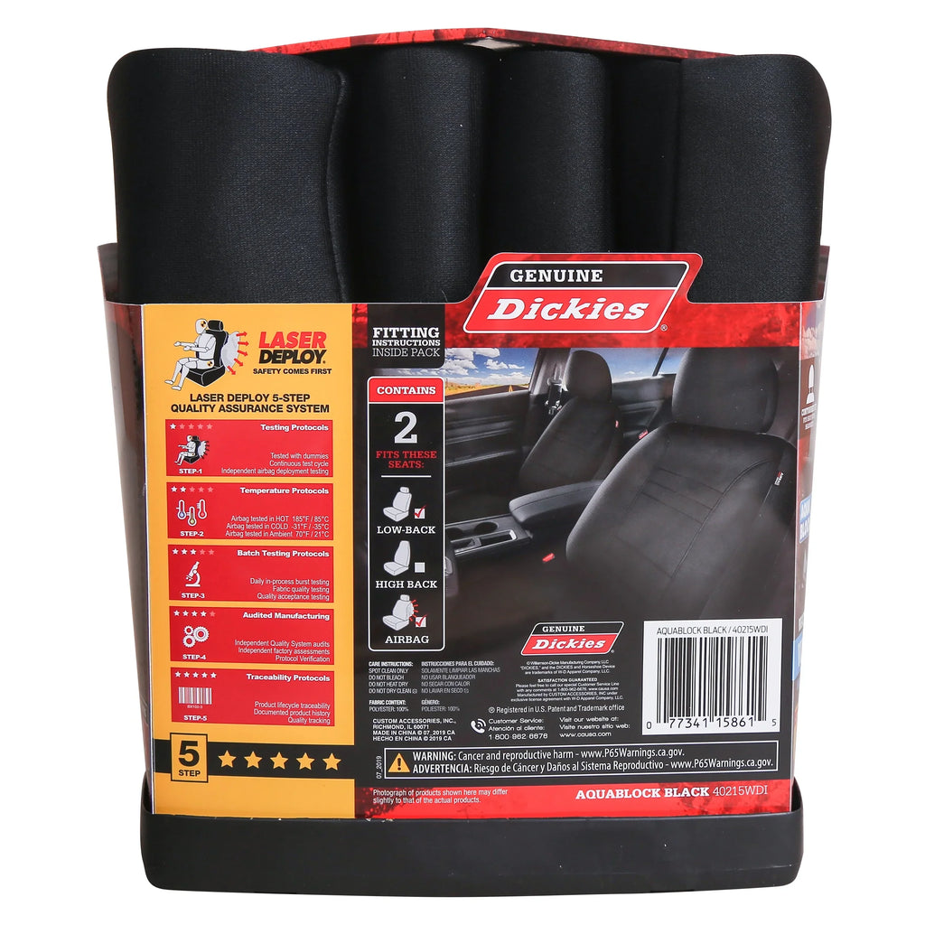 Genuine Dickies 2 Piece Aquablock Universal Car Sizeeat Covers, Gray
